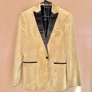 Express Men's Slim Velour Tuxedo Blazer Coat Sport Jacket Tan - Size 38R